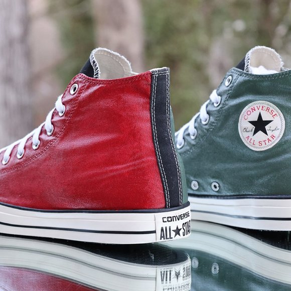 Converse Chuck Taylor All Star High Top Custom Red Black Green - Picture 12 of 14